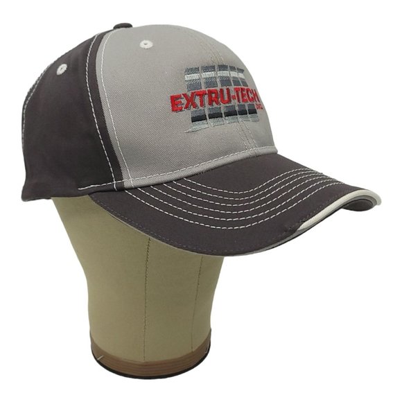 Extru Tech Strapback Cap Embroidered Patch Logo Trucker Baseball Hat Gray - Picture 3 of 12